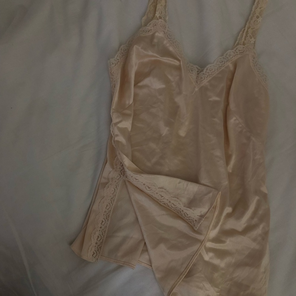 vintage creme lingerie lace tank